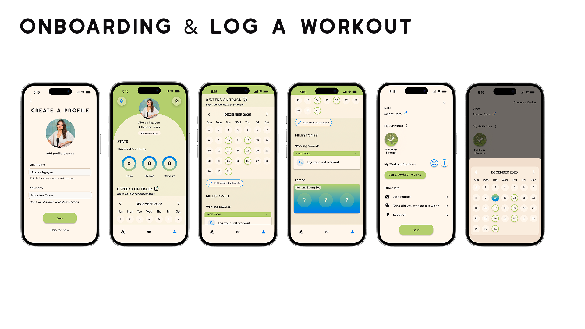 Onboarding & Log a Workout